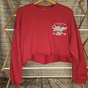 Red Miller High Life Cropped Sweatshirt with Long Sleeves